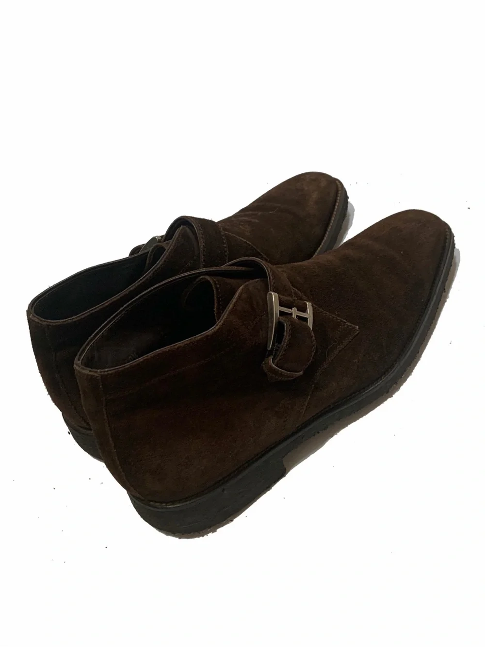 paul stuart men’s suede chukka boots Brown Suede Single Monk Strap Boots